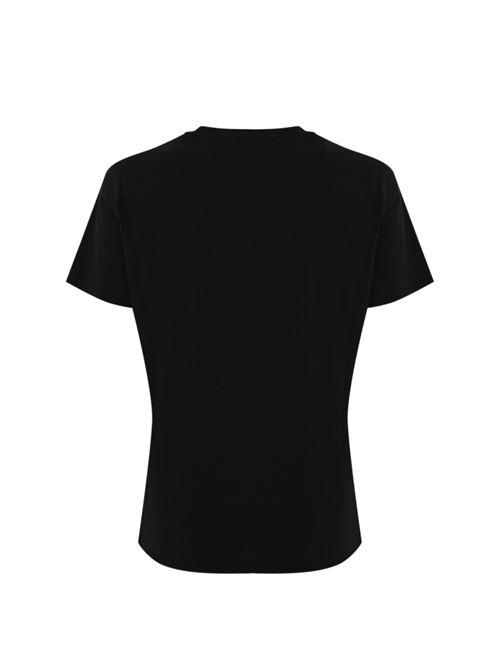 T-shirt in jersey nero con stampa logo e ricamo Elisabetta Franchi | MA00351E2110